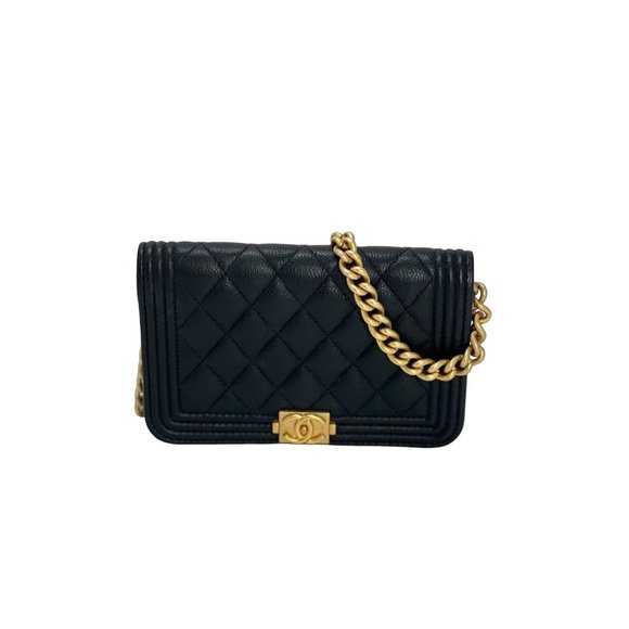 Chanel Caviar Quilted Mini Boy Clutch Wallet on a Chain Black - Picture 1 of 14